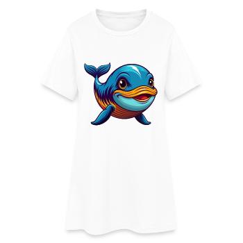 Blauwal Bunt Kawaii Cartoon Figur Haustier - Frauen T-Shirt-Kleid - Weiß - Vorne
