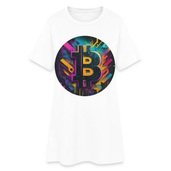Explosion de couleurs du bitcoin - Robe T-shirt Femme - blanc - Devant