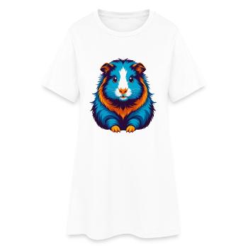 Cochon d’Inde Coloré Kawaii Dessin animé Personnage Animal de compagnie - Robe T-shirt Femme - blanc - Devant