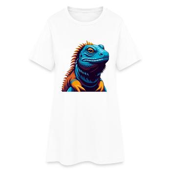 Iguana Colorful Kawaii Cartoon Character Clipart - Women’s T-Shirt Dress - white - Front