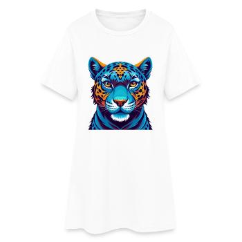 Jaguar coloré Kawaii dessin animé Personnage Clipart - Robe T-shirt Femme - blanc - Devant