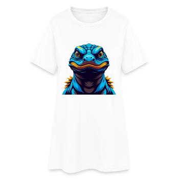 Dragon de Komodo Personnage de dessin animé kawaii coloré - Robe T-shirt Femme - blanc - Devant