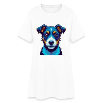 Jack Russell Terrier Chien Coloré Kawaii Dessin Animé - Robe T-shirt Femme - blanc - Devant