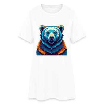 Polar Bear Colorful Kawaii Cartoon Character Pet - Women’s T-Shirt Dress - white - Front