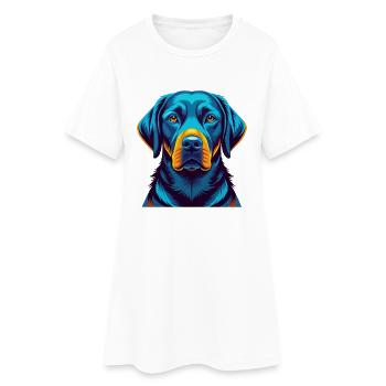 Labrador Retriever Chien Coloré Kawaii Dessin Animé Animal de compagnie - Robe T-shirt Femme - blanc - Devant