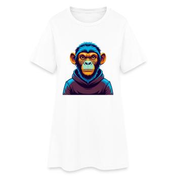 Monkey Colorful Kawaii Cartoon Character Clipart - Women’s T-Shirt Dress - white - Front