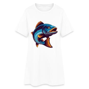 Saumon coloré Kawaii Dessin animé Personnage Clipart - Robe T-shirt Femme - blanc - Devant