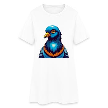 Pigeon Colorful Kawaii Cartoon Character Clipart - Women’s T-Shirt Dress - white - Front