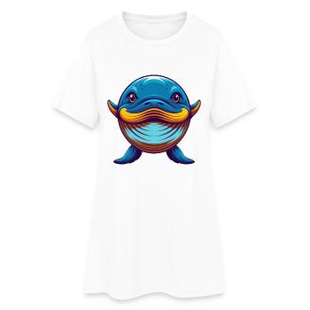 baleine coloré kawaii dessin animé personnage clipart - Robe T-shirt Femme - blanc - Devant