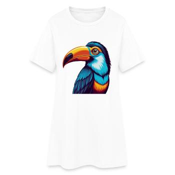 Toucan coloré kawaii dessin animé personnage clipart - Robe T-shirt Femme - blanc - Devant