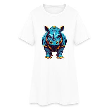 rhinocéros coloré kawaii personnage de dessin animé clipart - Robe T-shirt Femme - blanc - Devant