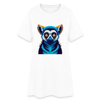 Lémurien coloré Kawaii Dessin animé Personnage Clipart - Robe T-shirt Femme - blanc - Devant