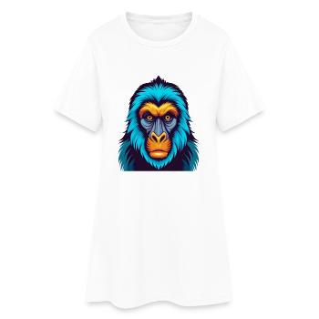 Mandrill coloré Kawaii Dessin animé Personnage Clipart - Robe T-shirt Femme - blanc - Devant