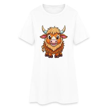 yak mignon personnage de dessin animé kawaii clipart - Robe T-shirt Femme - blanc - Devant