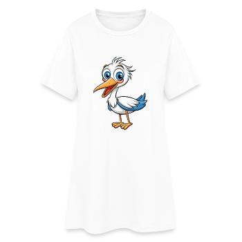Storch Niedliche Zeichentrickfigur Kawaii Clipart - Frauen T-Shirt-Kleid - Weiß - Vorne