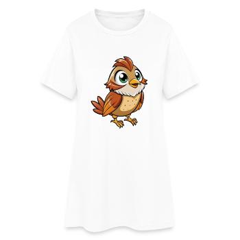Spatz Niedliche Zeichentrickfigur Kawaii Clipart - Frauen T-Shirt-Kleid - Weiß - Vorne