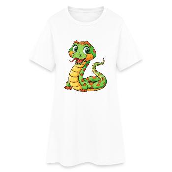 serpent mignon personnage de dessin animé Kawaii Clipart - Robe T-shirt Femme - blanc - Devant