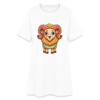 Ram Mignon Personnage De Dessin Animé Kawaii Clipart - Robe T-shirt Femme - blanc - Devant