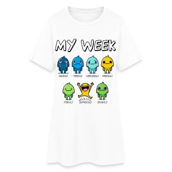 Ma semaine Jours drôles de la semaine Dessin animé Art Design - Robe T-shirt Femme - blanc - Devant