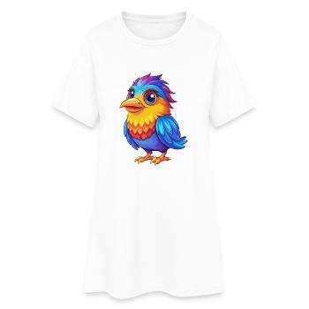 oiseau coloré kawaii dessin animé personnage clipart - Robe T-shirt Femme - blanc - Devant