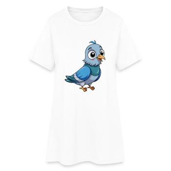Pigeon Cute Cartoon Character Kawaii Clipart - Women’s T-Shirt Dress - white - Front