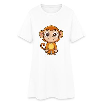 Monkey Cute Cartoon Character Kawaii Clipart - Women’s T-Shirt Dress - white - Front