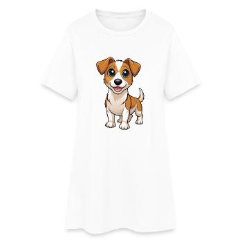 Jack Russell Terrier Chien Dessin Animé Kawaii Clipart - Robe T-shirt Femme - blanc - Devant