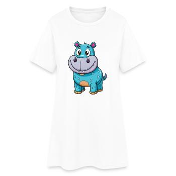 hippopotame mignon personnage de dessin animé Kawaii Clipart - Robe T-shirt Femme - blanc - Devant