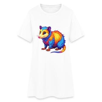 Opossum coloré Kawaii dessin animé Personnage Clipart - Robe T-shirt Femme - blanc - Devant