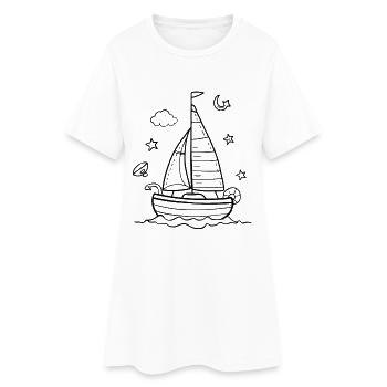Dessin animé Voile - Robe T-shirt Femme - blanc - Devant