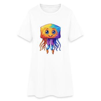Boîte Méduse Coloré Kawaii Dessin Animé Animal Marin - Robe T-shirt Femme - blanc - Devant