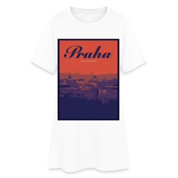 Praha Gradient Cityscape - Women’s T-Shirt Dress - white - Front