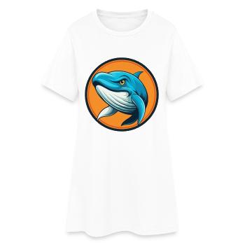 Blue whale Cute Kawaii Cartoon Animal Pet Logo - Women’s T-Shirt Dress - white - Front