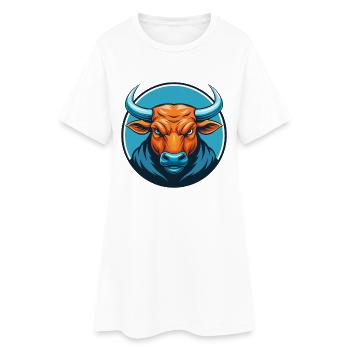 Taureau mignon kawaii dessin animé Clipart Animal Pet Logo - Robe T-shirt Femme - blanc - Devant