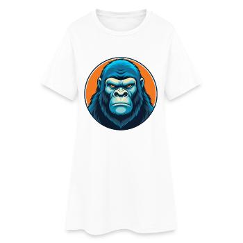 Gorille mignon drôle Kawaii dessin animé animal animal logo - Robe T-shirt Femme - blanc - Devant