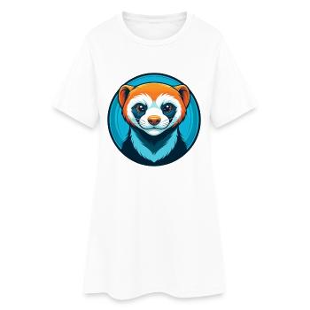 Ferret mignon kawaii dessin animé Clipart Animal Pet Logo - Robe T-shirt Femme - blanc - Devant