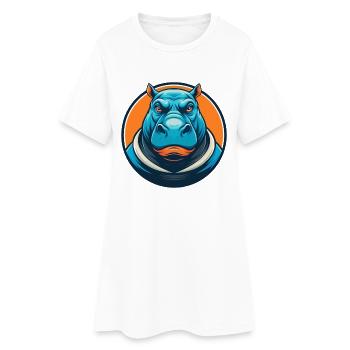 Nilpferd Niedliche Kawaii Cartoon Clipart Tier Haustier Logo - Frauen T-Shirt-Kleid - Weiß - Vorne