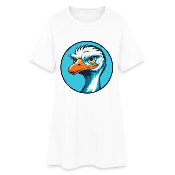 Straußen, süß, lustig, kawaii, Cartoon, Tier, Haustier, Logo - Frauen T-Shirt-Kleid - Weiß - Vorne