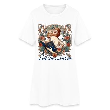 Bücherwurm Frau Lesen Schmökern Geschenk - Frauen T-Shirt-Kleid - Weiß - Vorne