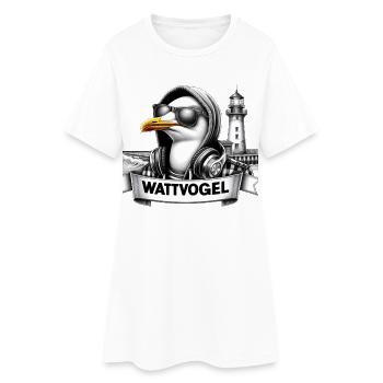 Coole Möwe Wattvogel mit Sonnenbrille und Kapuze - Frauen T-Shirt-Kleid - Weiß - Vorne
