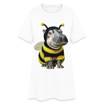 Abeille hippopotame 2 - Robe T-shirt Femme - blanc - Devant