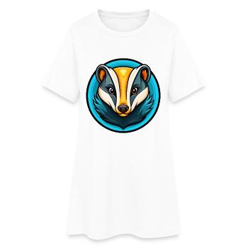 blaireau coloré kawaii dessin animé personnage clipart - Robe T-shirt Femme - blanc - Devant