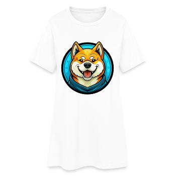 Akita Dog Colorful Kawaii Cartoon Character Animal - Women’s T-Shirt Dress - white - Front