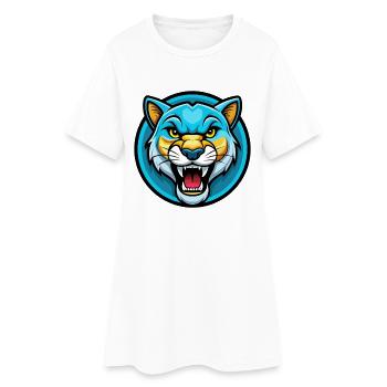 Cougar coloré Kawaii Dessin animé Personnage Clipart - Robe T-shirt Femme - blanc - Devant