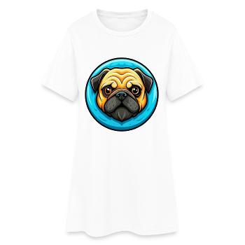 Pug Dog Colorful Kawaii Cartoon Character Clipart - Women’s T-Shirt Dress - white - Front