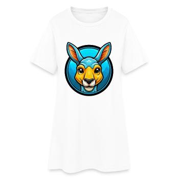Kangaroo Colorful Kawaii Cartoon Character Clipart - Women’s T-Shirt Dress - white - Front