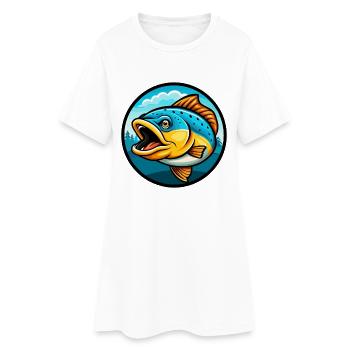 Saumon coloré Kawaii Dessin animé Personnage Clipart - Robe T-shirt Femme - blanc - Devant