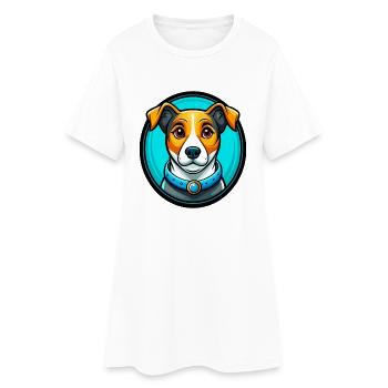 Jack Russell Terrier Chien Coloré Kawaii Dessin Animé - Robe T-shirt Femme - blanc - Devant