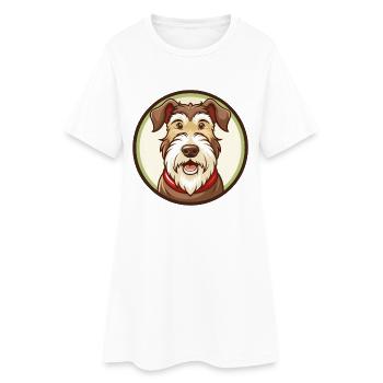 Airedale Terrier Chien Kawaii Dessin animé Personnage Animal de compagnie - Robe T-shirt Femme - blanc - Devant