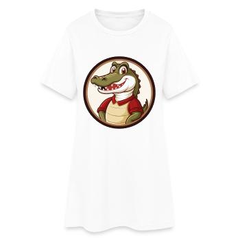 Alligator coloré Kawaii personnage de dessin animé animal de compagnie - Robe T-shirt Femme - blanc - Devant